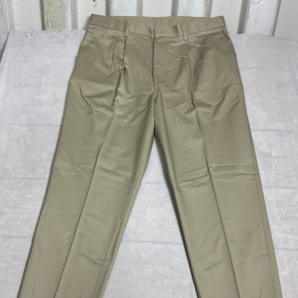 Lee Mens Double Pleat Chino‎ Pants Khaki Wrinkle Free Relaxed Tapered 40x32 NWT
